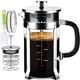 thumbnail image 1 of YMMIND Cafetera de prensa francesa Prensa de café de acero inoxidable 304 de 12 oz, con sistema de 4 filtros, vidrio de prensa francesa de borosilicato de espesor resistente al calor, émbolo de café d, 1 of 5