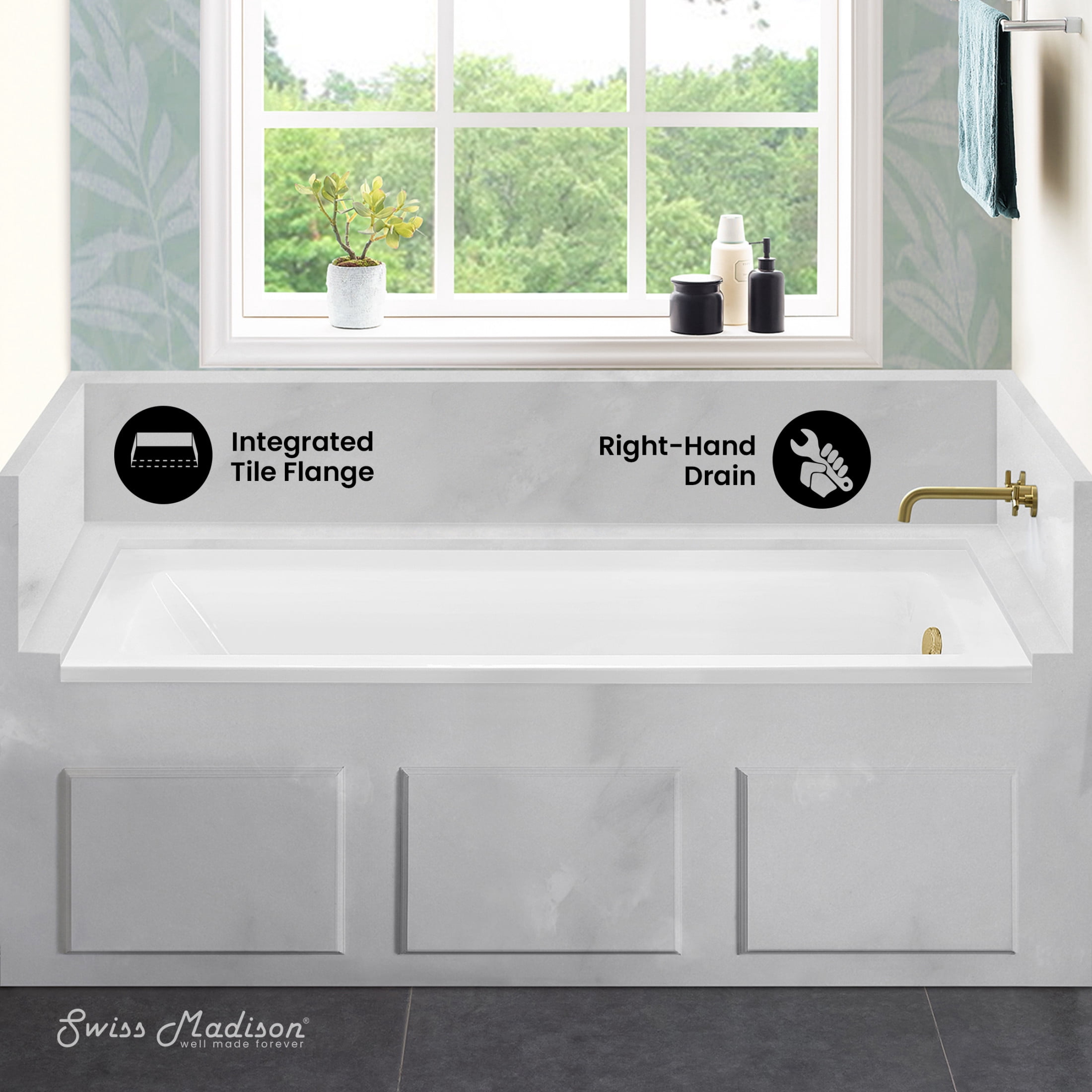 Voltaire 60" x 32" Right-Hand Drain Alcove Bathtub
