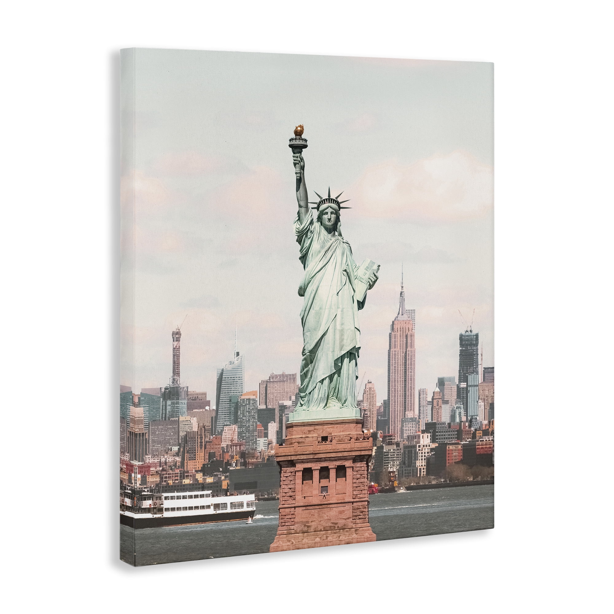 Stupell Industries Statue of Liberty Skyline Cities & Countries Photography Wrapped Canvas Art Print Wall Art, 16 x 20