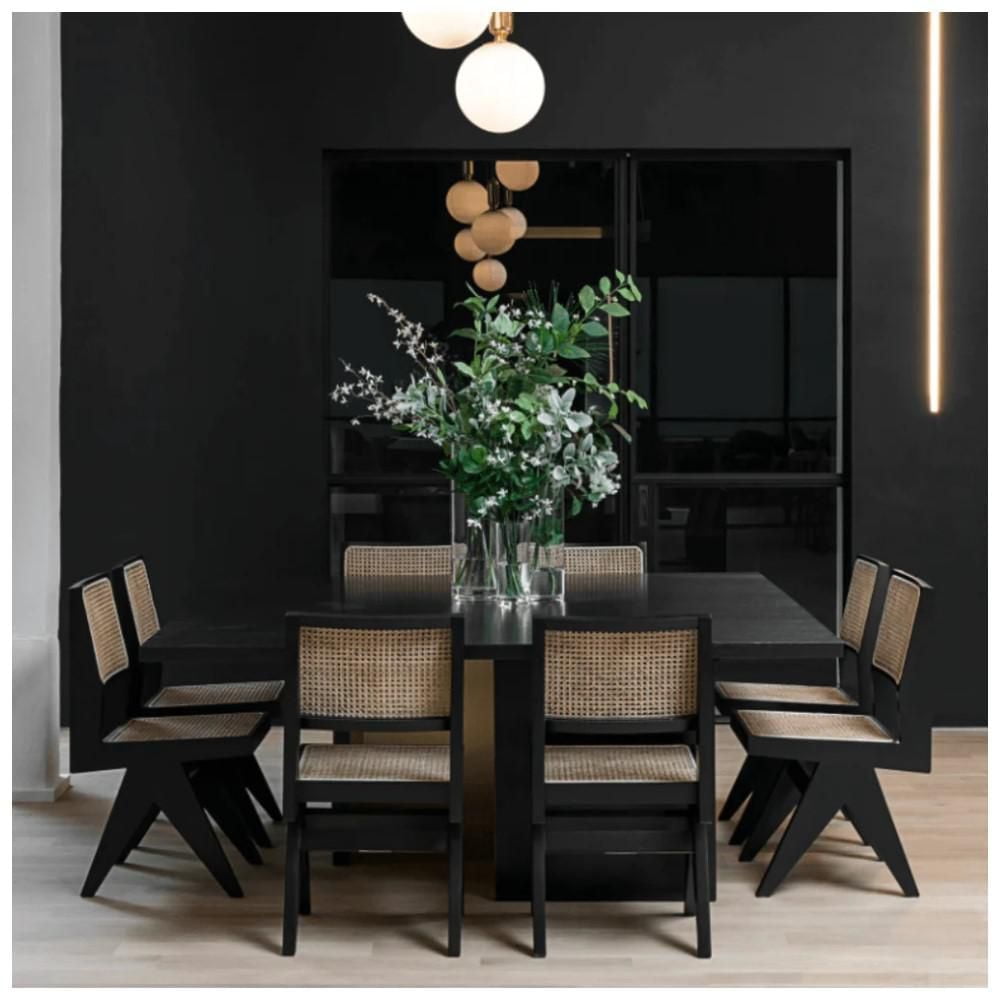 Nord Armless Dining Chair with Sturdy Wood Frame and Elegant Cane Backrest – Sleek and Comfortable Seating for Contemporary Dining Spaces