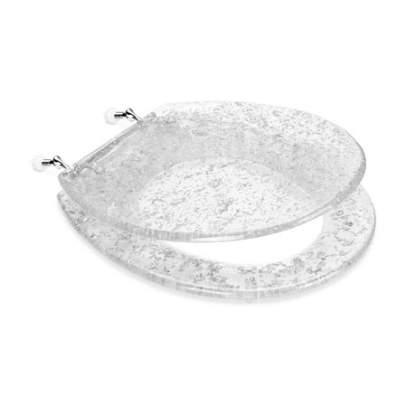 Navaris Clear Round Polyresin 16.5L x 14.2W D Shape Toilet Seat, 1 Piece