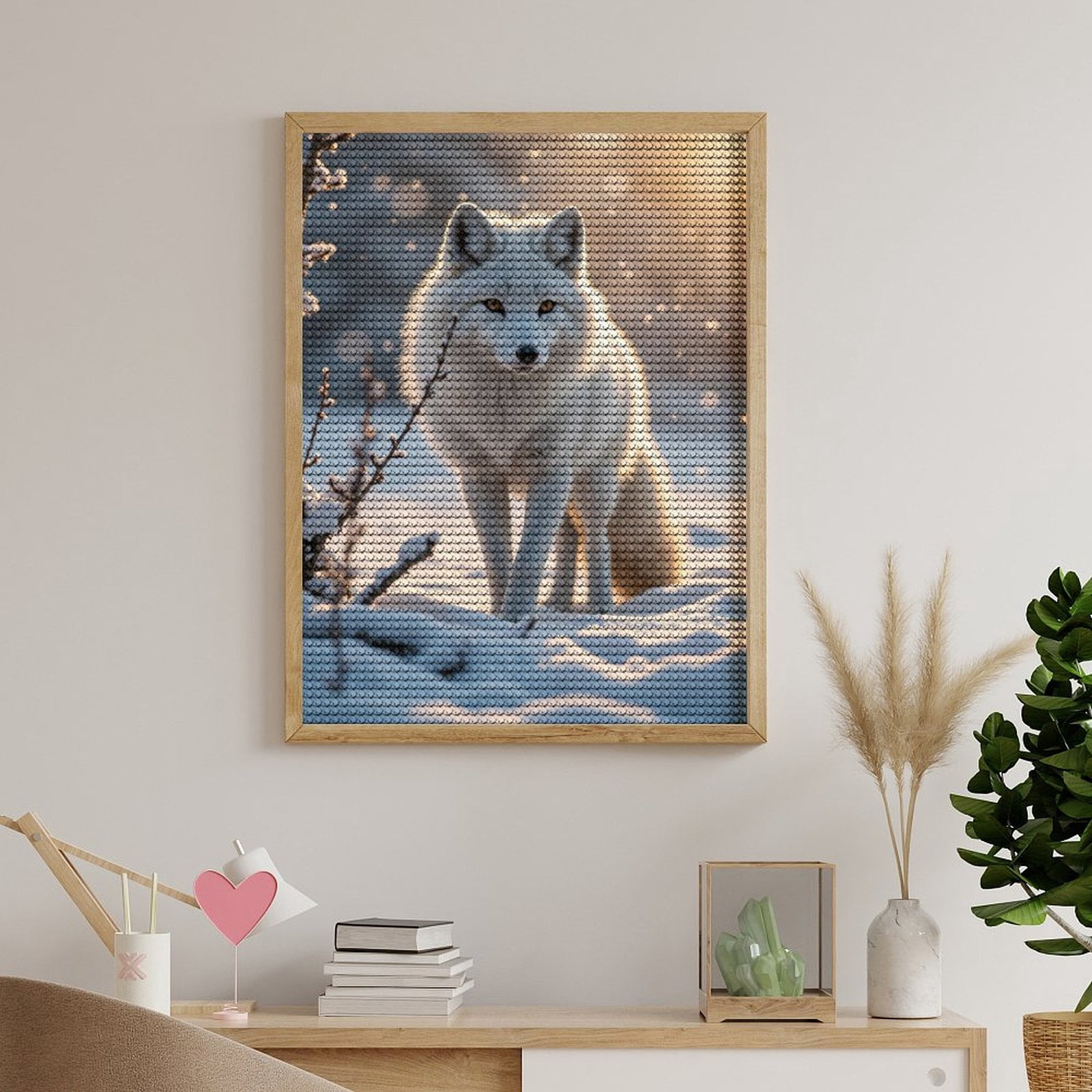 Diamond Art Kit for Adults, Snowy Fox in Winter Scene Diamond Painting for Adults Beginners, 5D DIY Diamond Art Painting Kits, Colorful Diamond Painting Craft for Home Decor 12x16