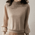 thumbnail image 5 of Suéteres de mujer Jerseys de cuello alto Jersey marrón Jersey de punto para mujer Jersey de cachemira de moda negro de cuello alto 2024, 5 of 5