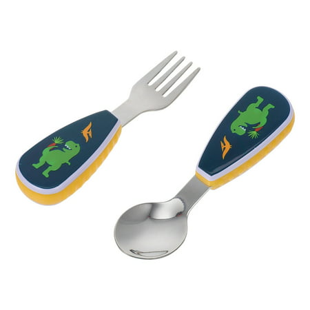 

1 Set Stainless Steel Training Tableware Set Feeding Fork Baby Eating Spoon