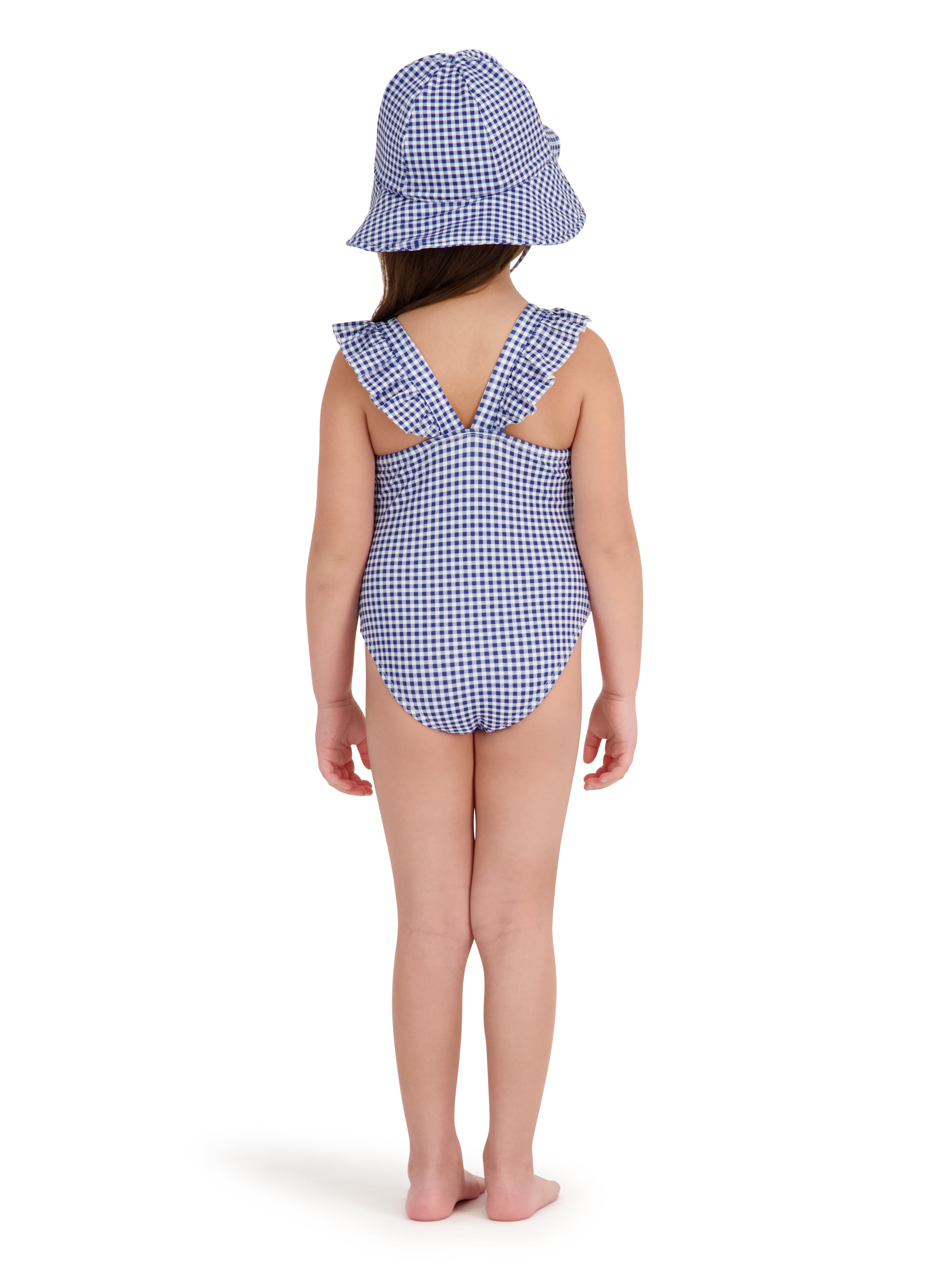 Character Toddler Girl One-Piece Swimsuit with Hat, Sizes 12M- 5T