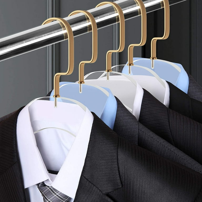 HomeCube USA Elegant Acrylic Clear Durable Clothes Hangers with Clips,  Space Saving Hangers for Clothes, Gold Hook