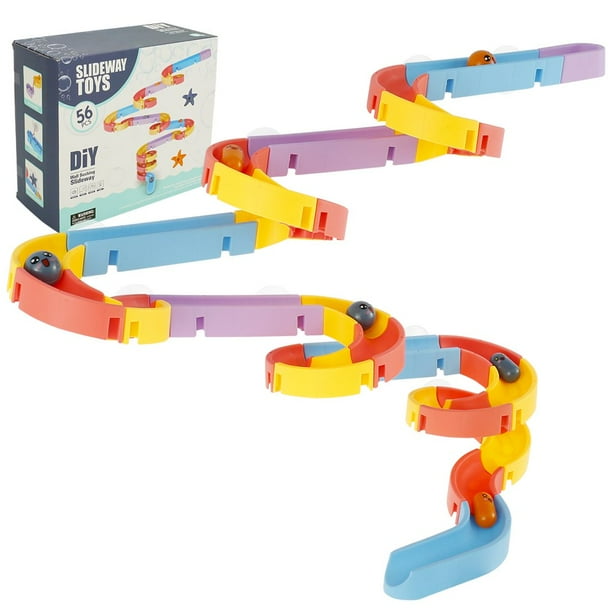 56Pcs Bath Track Toy Water Slide Bath Toy DIY Assembled Water Track Bathtub Bath Toys Colorful Water Slide Tracks Game Early Educational Bath Track