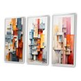 thumbnail image 3 of Designart "Constructed Horizons in Constructivism II" Abstract Framed Wall Art Set Of 3 - Orange Constructivism Frame Canvas Set For Living Room Decor, 3 of 6