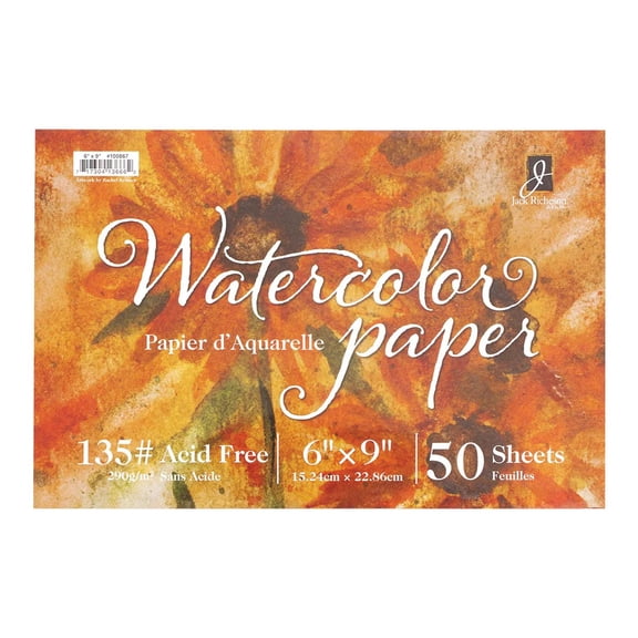 Richeson Bulk Watercolor Paper - 6" x 9", 135 lb, Pkg of 50 Sheets