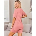 thumbnail image 5 of Ekouaer Women's Maternity Pajamas 2 Pieces Outfits Loose Short Sleeve T-Shirt Top and Shorts Set Loungewear, 5 of 6