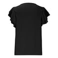 thumbnail image 3 of Timegard Womens Tops Eyelet Scoop Neck Ruffle Cap Sleeve Tee Summer Beach Casual Loose Comfy Shirt Tops, 3 of 8
