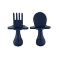 thumbnail image 1 of Grabease Juego de 2 Cubiertos Cuchara y Tenedor de Alimentación , 7+ Meses, Ergonómicas, Libre de BPA, Azul Marino, 1 of 5