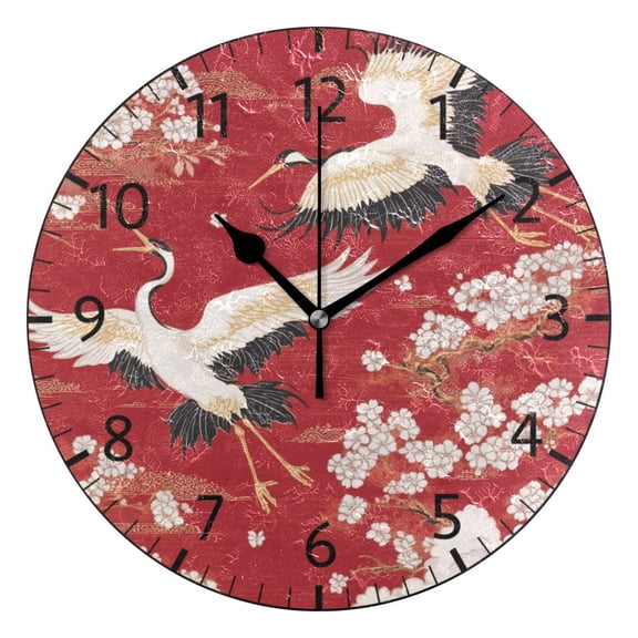 YAZAOO Decorative Wall Clock Size：25cm Crimson Flight Design Pattern Clock