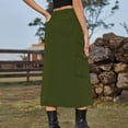 thumbnail image 5 of Loopsun Womens Skirts, Skirts for Women, Women's Denim Casual Wear Pocket Skirt Casual Mid Length Skirt Army Green, 5 of 5