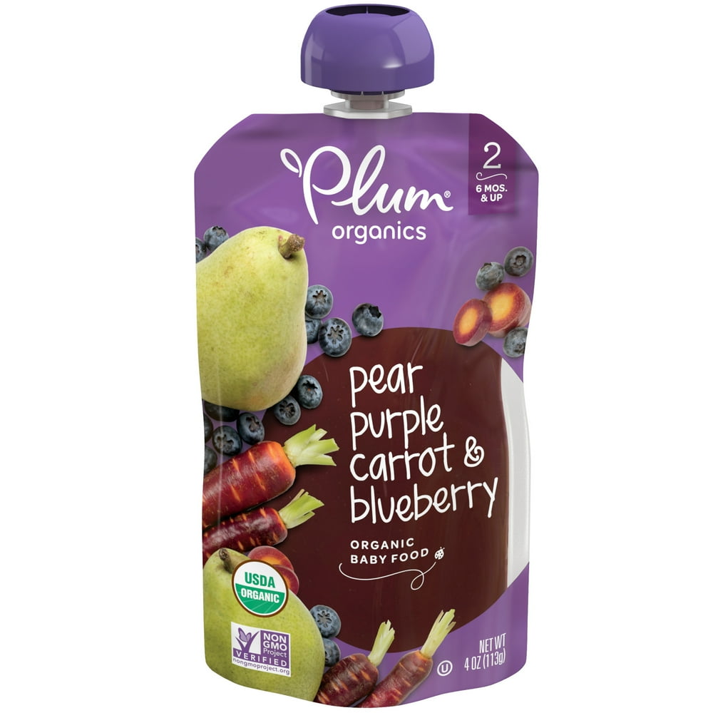 Plum Organics Stage 2 Organic Baby Food, Pear, Purple Carrot & Blueberry, 4 Ounce Pouch