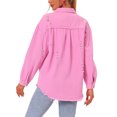 thumbnail image 3 of INSPIRE CHIC Women's Casual Ripped Jean Shirts Distressed Raw Hem Denim Jacket Pink S, 3 of 5