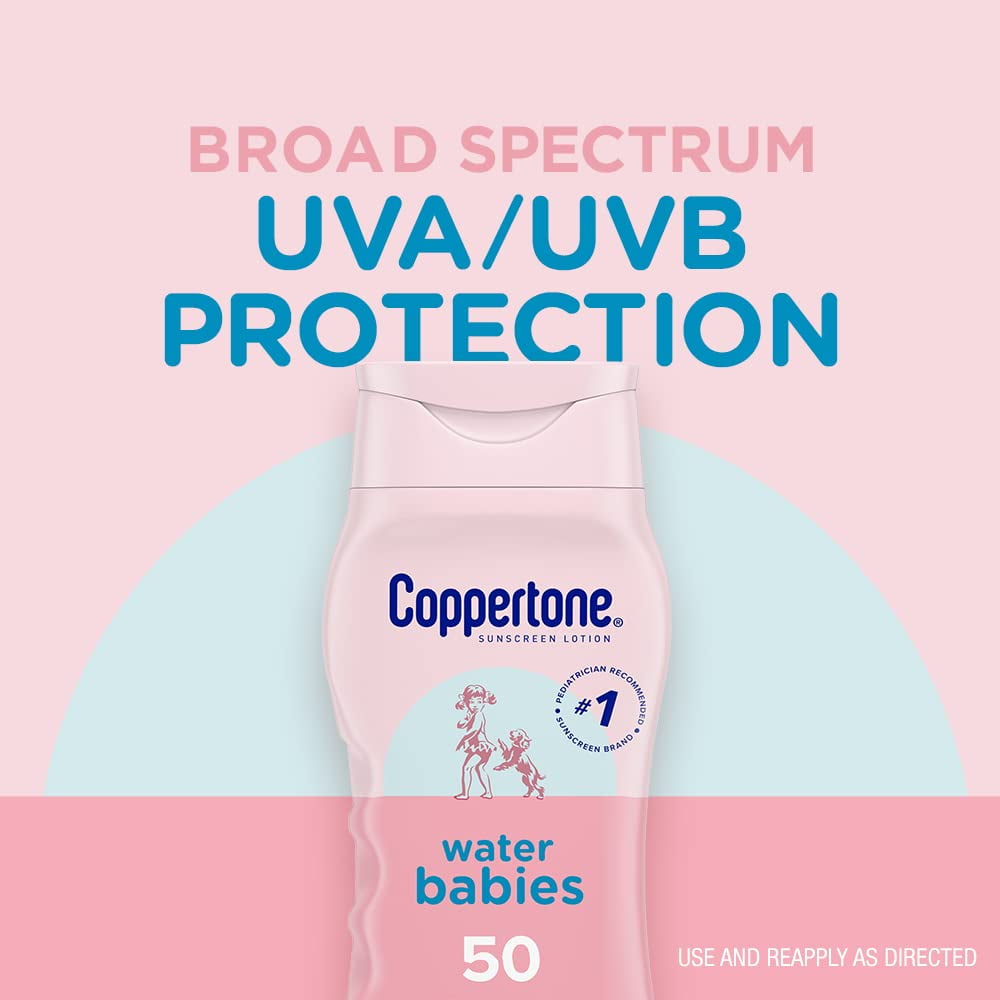 2 Pack Coppertone Water Babies Lotion Water Resistant Spf 50 Sunscreen 8oz each