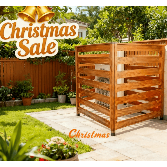 Air Conditioner Fence, Outdoor Wood Privacy Screens for Outside with Planter Box, No Dig Trash Can AC Fence Pool Equipment Enclosure Panels 36" W x 36" H