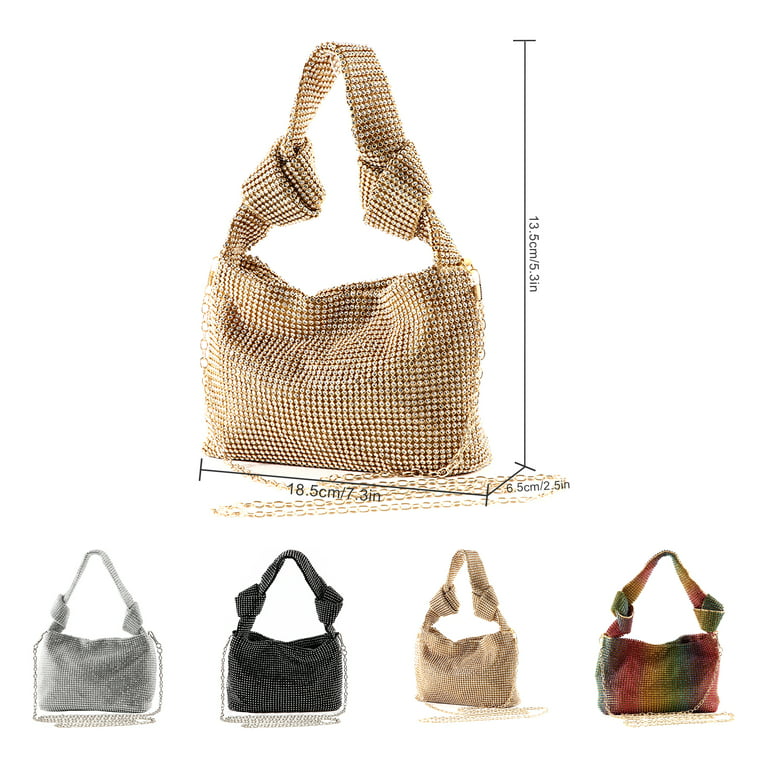 Luxury Rhinestone Evening Bag, Shiny Handbag With Top Ring