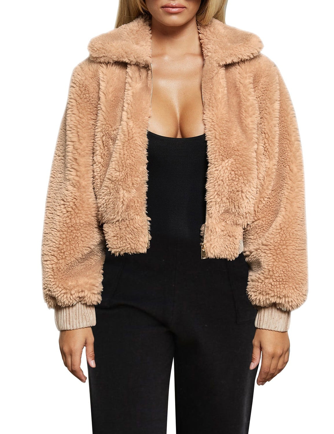 teddy crop coat
