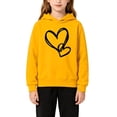 thumbnail image 5 of Otqutp Toddler Girls 2 Piece Outfit Heart Print Long Sleeve Hooded Sweatshirt Solid Straight Leg Pants Fall Clothes for Kids Teens, 5 of 6