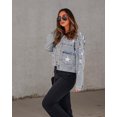 thumbnail image 2 of Chaqueta vaquera con perlas, cárdigan liso de manga larga con cuentas y un solo pecho, abrigo de primavera y otoño 2023 con perlas de imitación, 2 of 5