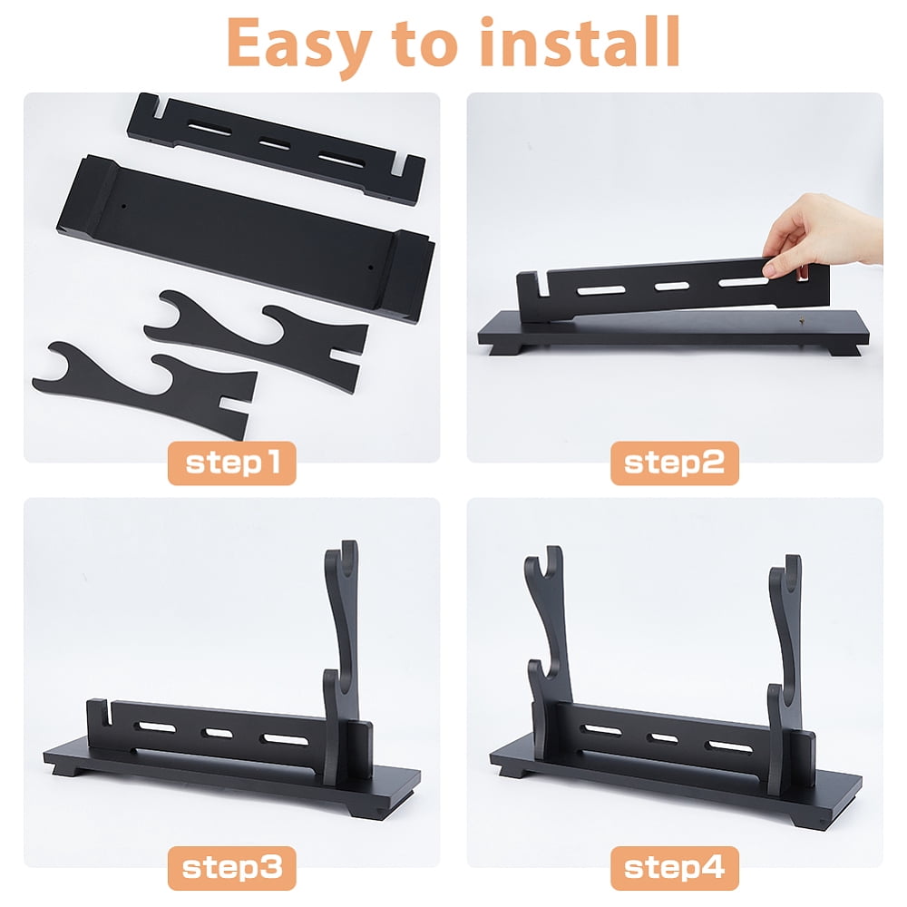 2-Tier Stand Katana Stand 39.1x8.9x24.5cm Wooden Katana Holder Black Swords Display Holder Wood Swords Racks for Home