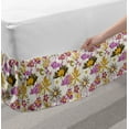 thumbnail image 2 of Garden Bed Skirt, Natural Theme Various Plants Pattern Along a Bird Colorful Flowers, Elastic Bedskirt Dust Ruffle Wrap Around for Bedding Decor, 4 Sizes, Dark Magenta and Multicolor, by Ambesonne, 2 of 2