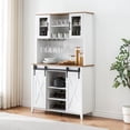 thumbnail image 5 of 70" Tall Coffee Bar Cabinet with Sliding Barn Door, Farmhouse Buffet Cabinet with Storage Shelves, Wine and Glasses Rack, for Kitchen, Dining Room, 5 of 6