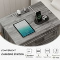 thumbnail image 4 of Farmhouse Nightstand with Charging Station, 3 Drawers Bedside Table for Bedroom for Adults, Dark Gray, 4 of 8