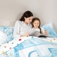 thumbnail image 4 of Manfei Cute Monogram T Queen Comforter Set,Pretty Bownot Comforter Sets Queen,Golden Blue,Polkadot Reversible,3-Piece,1 Comforter and 2 Pillowcases, 4 of 7