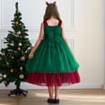 thumbnail image 4 of Kids Children Christmas Sleeveless Patchwork Color Princess Dress Party Performance Dress, 4 of 5