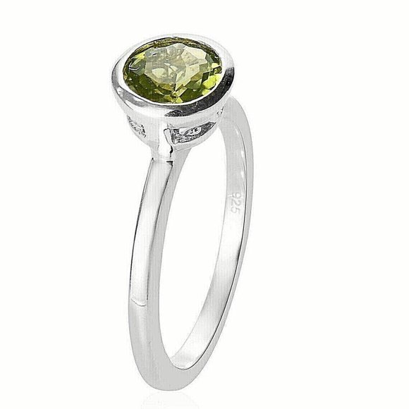925 Sterling Silver,Natural Peridot Gemstone Ring,Anniversary Gift Ring For Her
