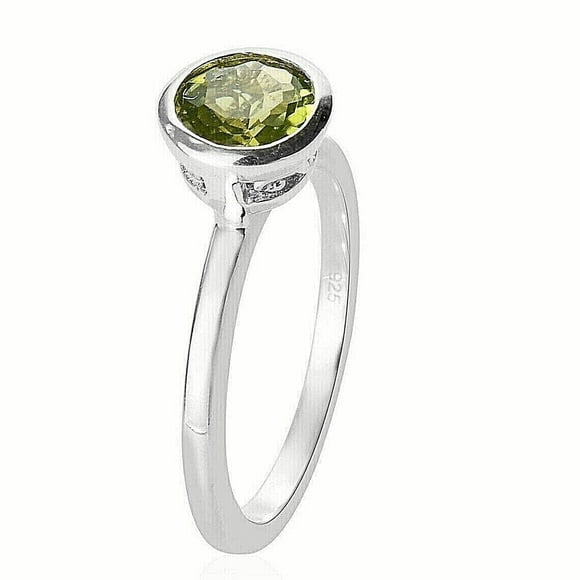 925 Sterling Silver,Natural Peridot Gemstone Ring,Anniversary Gift Ring For Her