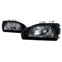 Topline Autopart Jdm Crystal Black Clear Head Lights Lamp Left Right Pair K2 92-95 Honda Civic Eg