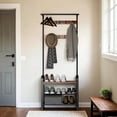 thumbnail image 5 of VASAGLE Coat Rack with Shoe Bench 4-in 1 Hall Tree for Entryway Entryway Bench with Coat Rack Rustic Brown and Black 13.3 x 28.3 x 72.1 Inches, 5 of 7