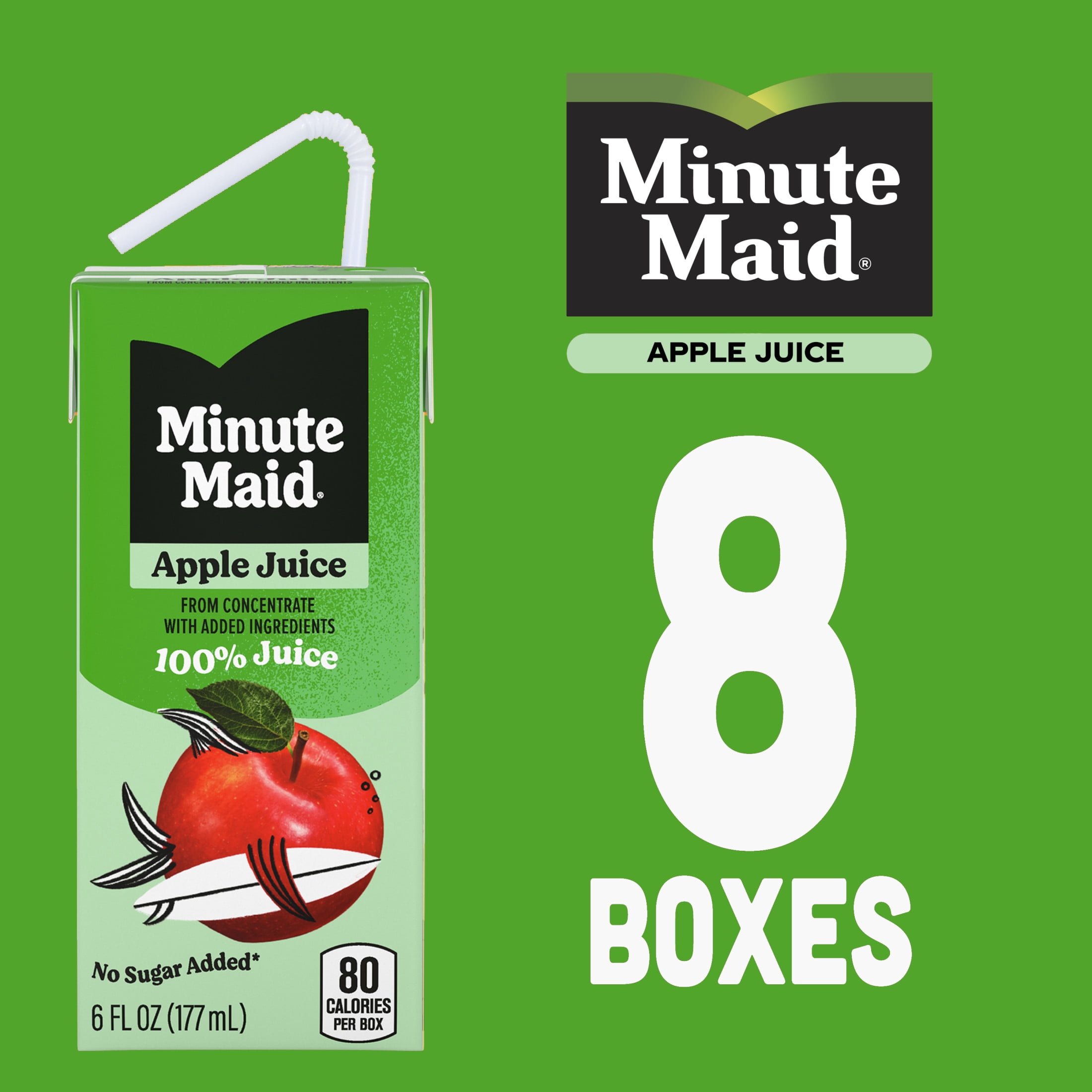 (5 pack) Minute Maid Apple Juice Cartons, 6 fl oz, 8 Pack