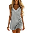 thumbnail image 2 of Frostluinai Women's Satin Chemise Nightgown Lace Trim Silk Slip Lingerie Dress V Neck Camisoles Sleep Dresses Nighties Sleepwear, 2 of 9