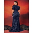 thumbnail image 5 of AURA Plus Size Evening Dress V Neck Short Sleeve Slim Fit Party Long Skirt Beaded Polyester, 5 of 7