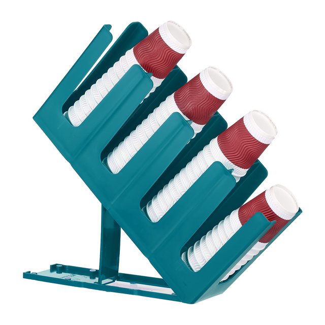 Dispensador de tazas de papel, soporte ajustable para tazas de café y tapa para estación de café de mostrador, verde profundo