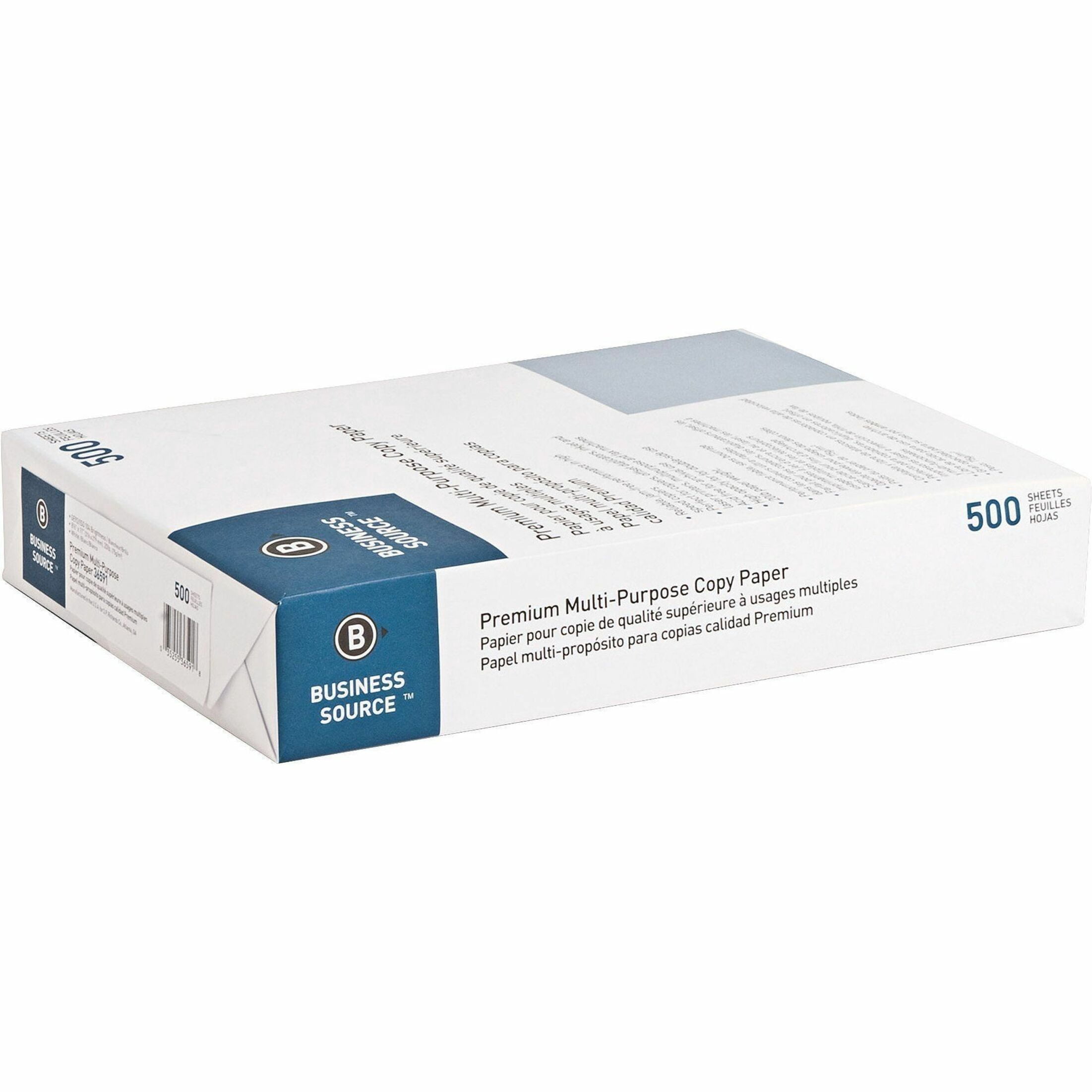 Business Source, BSN32125, Premium Multipurpose Copy Paper, 2500 / Carton, White