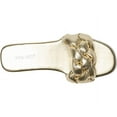 thumbnail image 2 of Nine West Lula 3 Gold Open/Rounded-Toe Synthetic Slide Sandal (7, Gold), 2 of 6