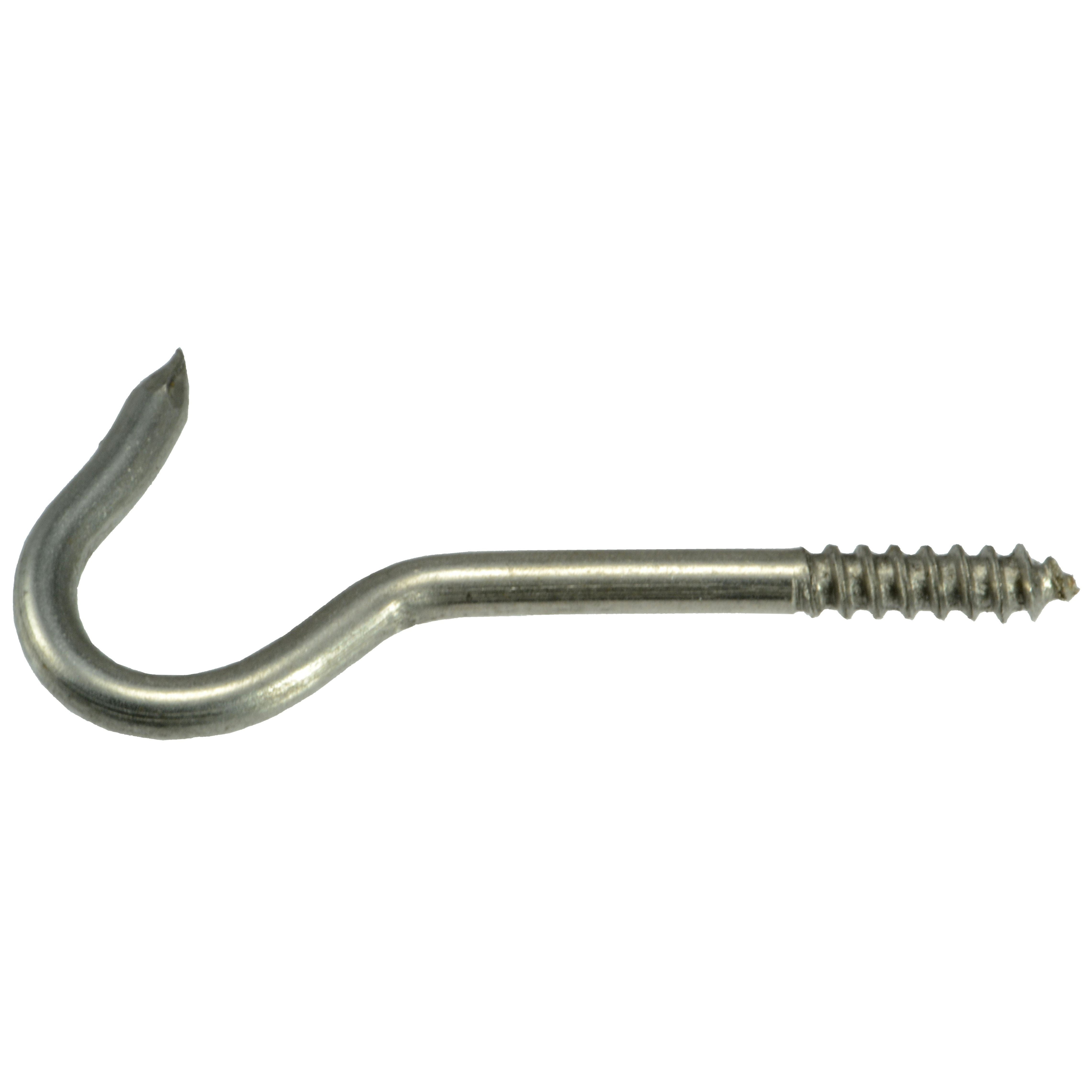 4 x 1/8" x 3/8" x 15/8" 188 Stainless Steel Screw Hooks (12 pcs