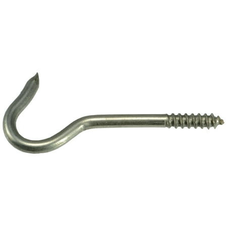 

#4 x 1/8 x 3/8 x 1-5/8 18-8 Stainless Steel Screw Hooks (12 pcs.)