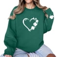 thumbnail image 5 of Annhoo St Patrick's Day Sweatshirts for Women Oversize Shamrock Graphic Crewneck Long Sleeve T-Shirts Loose Soft Tops, 5 of 8