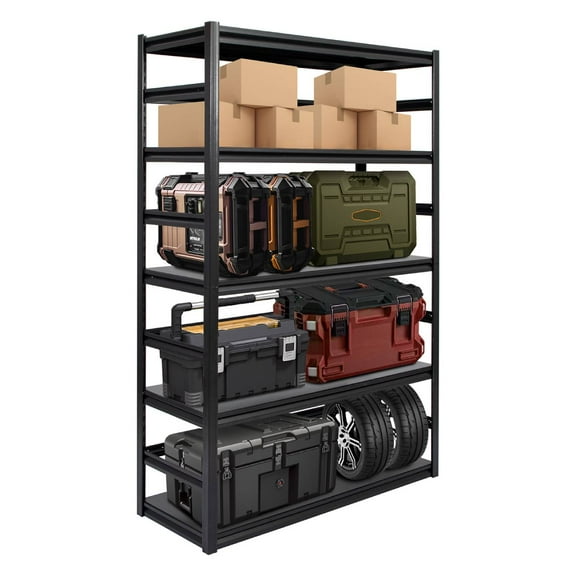87" H Garage Shelving, 5-Tier Storage Shelves Heavy Duty Loads 3500LBS Adjustable Metal Shelving for Industrial Warehouse Basement