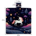 thumbnail image 2 of Unicorn Canvas Picnic Mat Beach Blanket Waterproof Portable Outdoor Camping Rug with Carry Strap Foldable Lightweight for Hiking Travel 72" x 59" Blue and White Stripes, 2 of 6