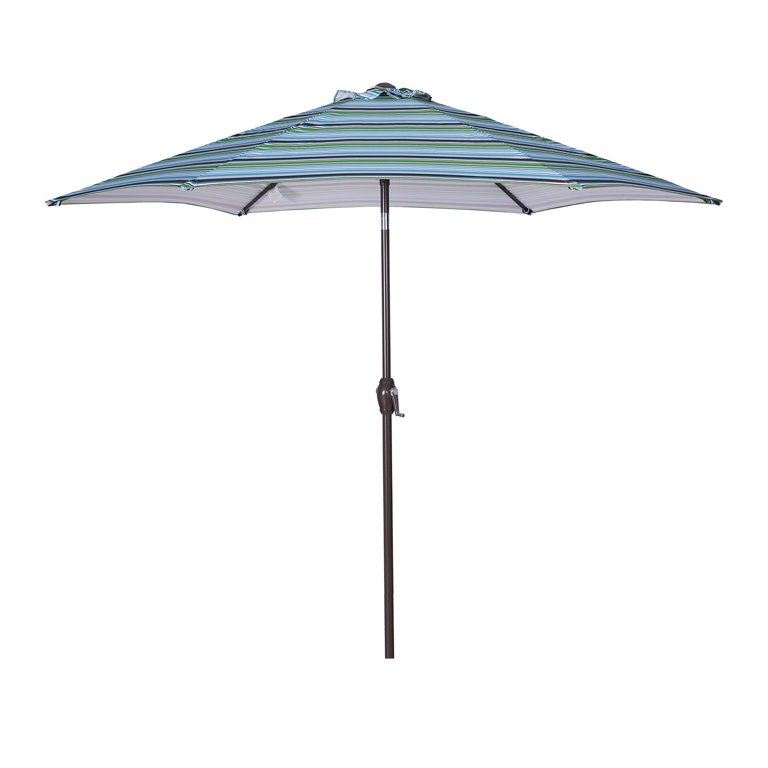 8.6FT Outdoor Solar Umbrella, Striped Patio Umbrella, Table Market Umbrella  with Tilt and Crank for Garden, Deck, Backyard, Pool, and Beach, Blue -  Walmart.com