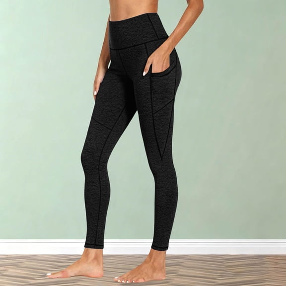 VV AVEORS High Waisted Yoga Pants For Women Stretchy Tummy Control Leggings Quick Dry Soft Gym Workout Running Pant With Pocket Black S