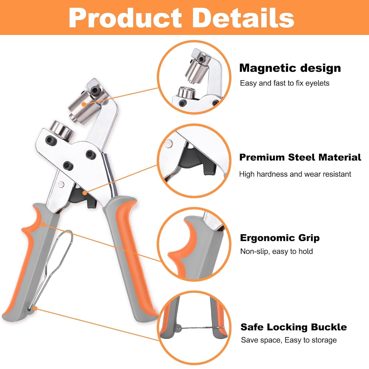 Heavy Duty Grommet Tool Kit with 200PCS 3/8 Inch 10mm Grommets, Grommet Kit, Eyelet Tool